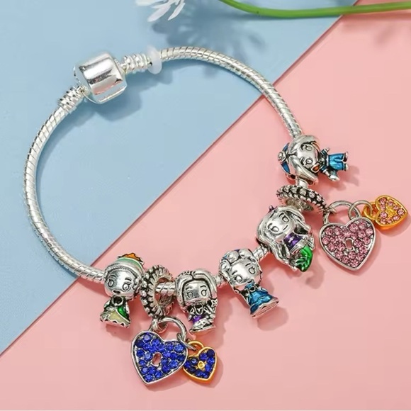 Disney Jewelry - 925 Sterling Silver Various Disney Princesses Characters Loaded Charm Bracelet
